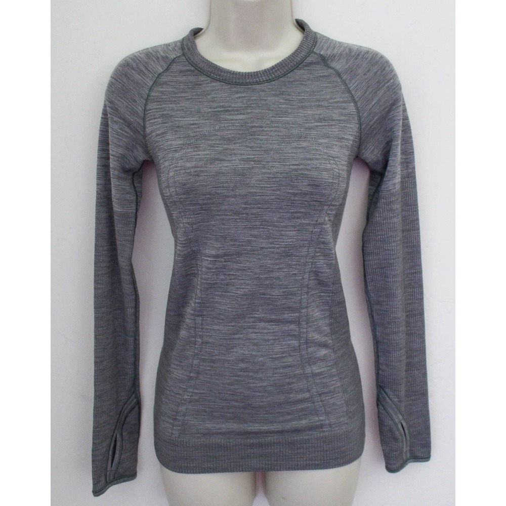 Lululemon Swiftly Tech Top Womens 2 Gray Wool Blend Long Sleeve Thumbholes